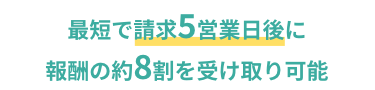 最短で申込5営業日後に介護報酬の約8割を受け取り可能